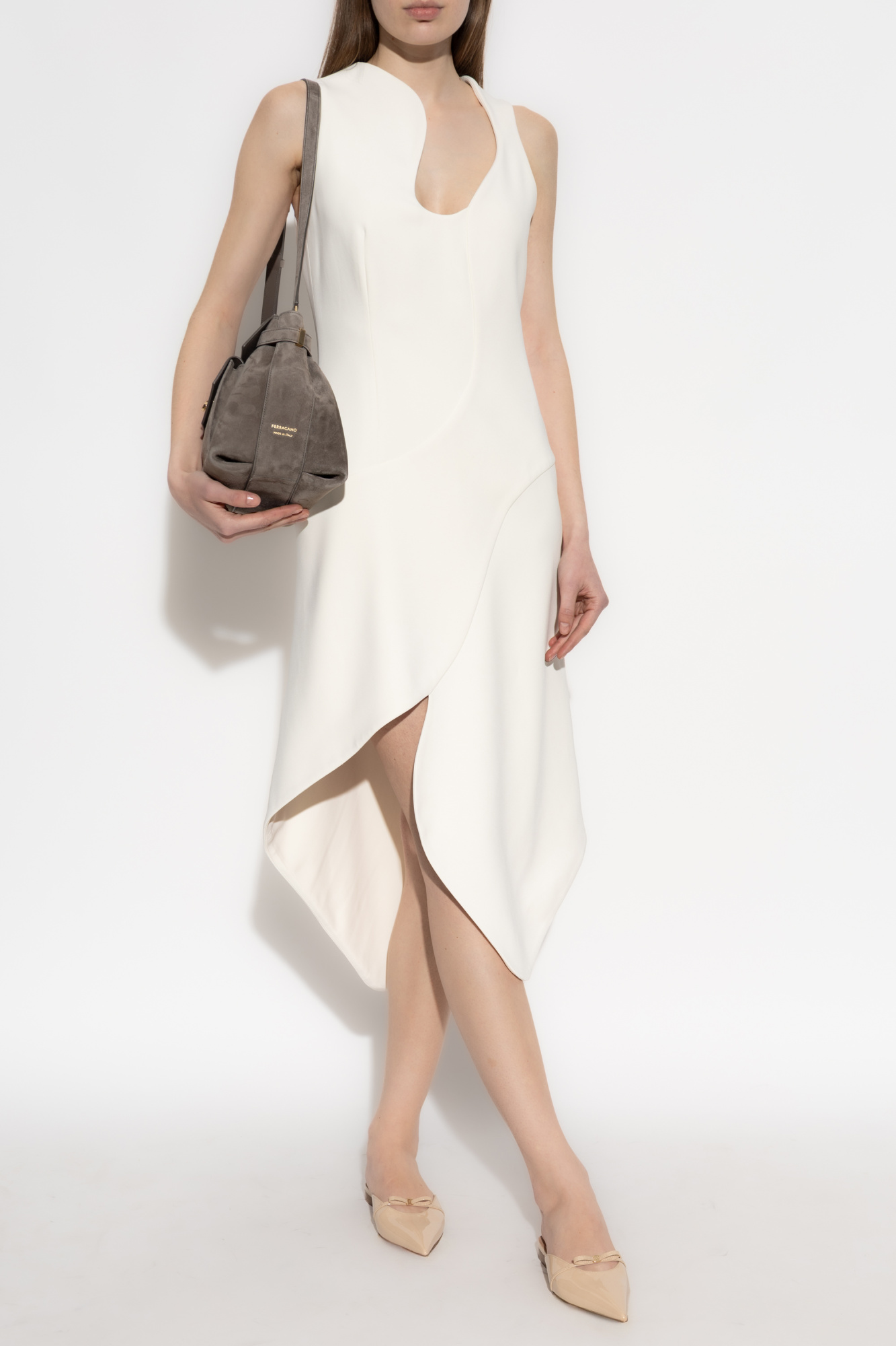 ワンピース FERRAGAMO DRESS (13G865783811 MASCARPONE) FERRAGAMO Dress with asymmetrical cut | Women's Clothing